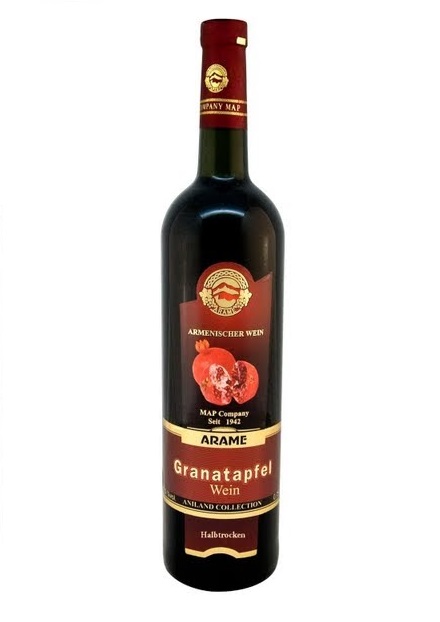 Гранатовое вино ARAME полусухое, 0,75л. Армения с доставкой по Словении