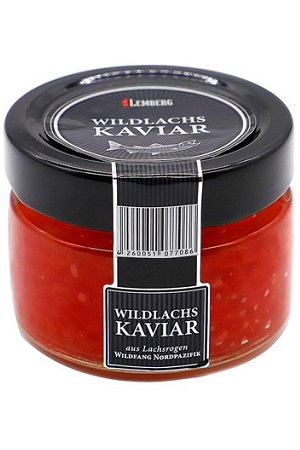 Kaviar divjega Pacifiškega lososa brez konzervansa Premium 100g. Lemberg z dostavo v Sloveniji