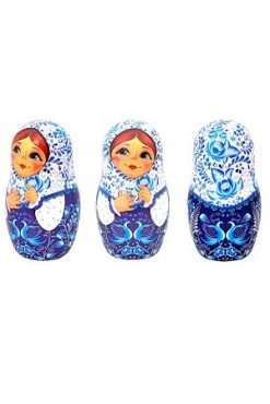 Чай черный в шкатулке Матрешка с птицами синяя