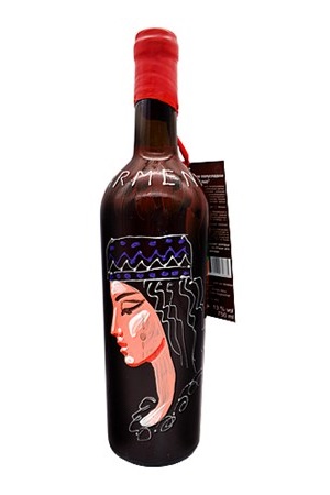 Вино красное полусл. 13% ручная роспись бутылки, Армения с доставкой по Словении