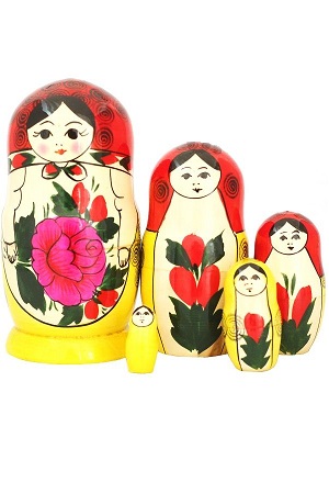 Матрешка Семеновская красный платок 5 кукол, Россия с доставкой по Словении