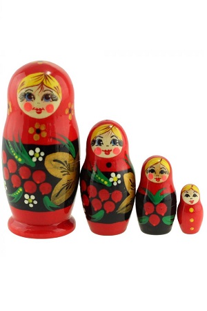 Матрешка классическая Рябинка, 4 куклы, Россия с доставкой по Словении