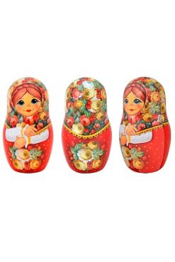 Чай черный в шкатулке Матрешка с цветами