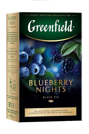 Чай черный Greenfield Blueberry nights с черникой, 100г. Россия с доставкой по Словении