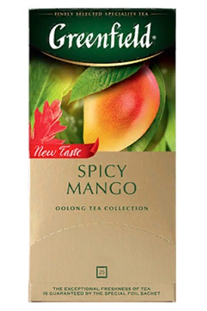 Čaj zeleni Greenfield Spicy Mango z mango in ingverjem Rusija 25×1,8g z dostavo v Sloveniji