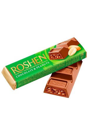 Čokoladica Roshen z arašidi 43g Ukrajina z dostavo v Sloveniji