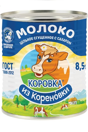 Kondenzirano zgoščeno mleko Korovka iz Korenovki 8,5% 360g z dostavo v Sloveniji