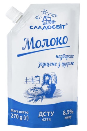 Kondenzirano zgoščeno mleko Sladosvit 8,5% 270g Ukrajina z dostavo v Sloveniji