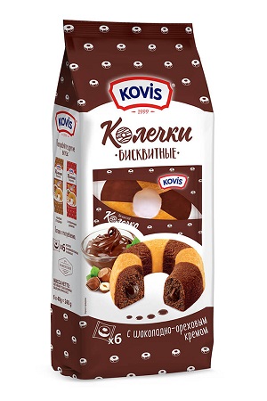 Колечки с шоколадно-ореховым кремом KOVIS 240 г с доставкой по Словении
