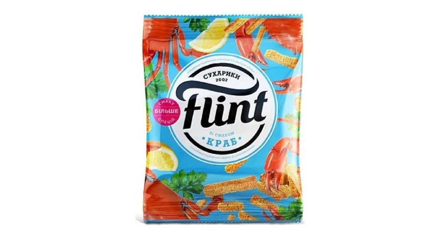Сухарики Flint со вкусом краба, Украина 70г с доставкой по Словении