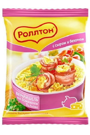 Вермишель Роллтон со вкусом сыра и бекона 60г с доставкой по Словении