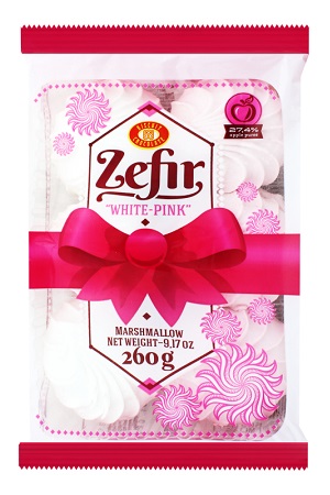 Penasta sladica Zefir belo-rožnati Malina 260g Ukrajina z dostavo v Sloveniji