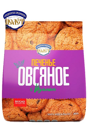 Ovseni piškoti z rozinami POLET 300g Rusija z dostavo v Sloveniji