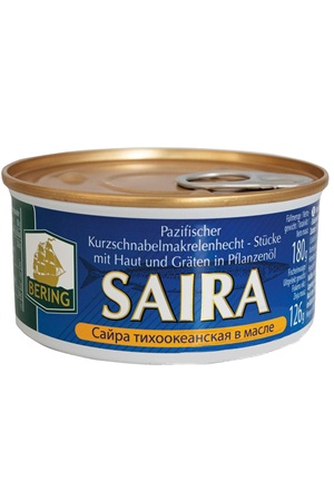 Pacifiška sajra v rastlinskem olju Bering 180g Latvija z dostavo v Sloveniji