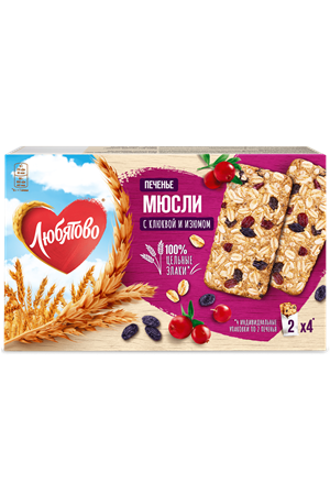 Žitni piškoti Mjusli z brusnicami in rozinami Ljubjatovo, Rusija 120g z dostavo v Sloveniji