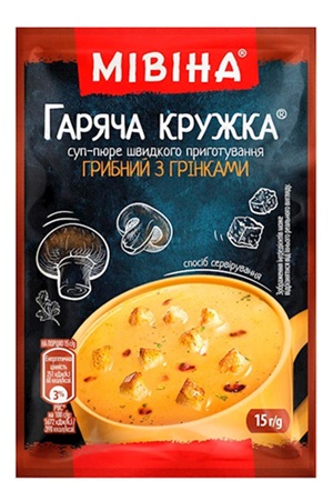 Суп-пюре Горячая Кружка грибная с гренками Mivina 15г Украина с доставкой по Словении