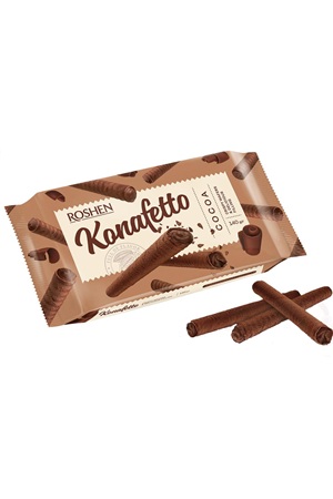 Вафельные трубочки Konafetto с какао-кремом 140г Украина с доставкой по Словении