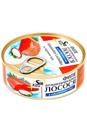 Филе лосося в собственном соку нежное SibFish 220г с доставкой по Словении