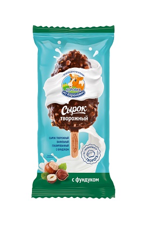 Сырок творожный в шоколаде с фундуком на палочке Коровка из Кореновки, 50g с доставкой по Словении